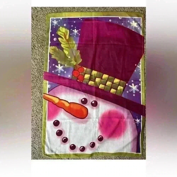 Vintage Outdoor Christmas Snowman Yard Flag 26 1/2” X 38 1/2” - Picture 2 of 8